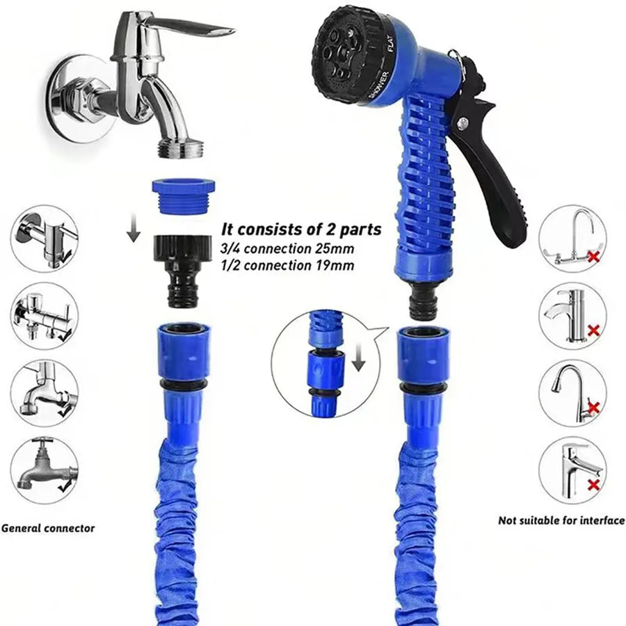 7-Function Water Spray Gun with Expandable Hose