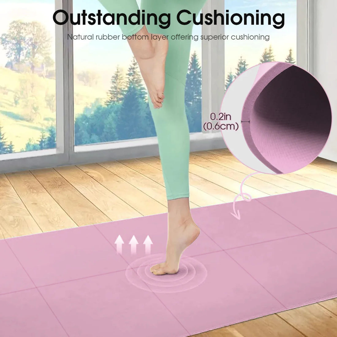 Non-Slip Yoga & Fitness Mat – 3/4/6mm Thick for Home or Travel