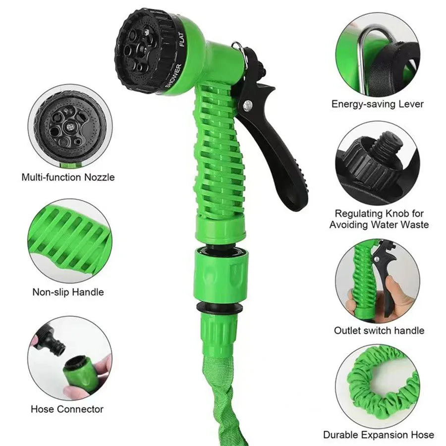 7-Function Water Spray Gun with Expandable Hose