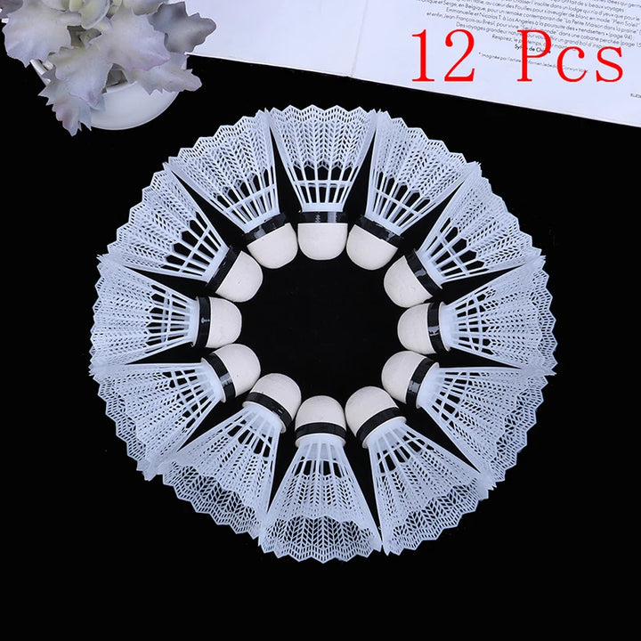 12-Pack White Plastic Badminton Shuttlecocks