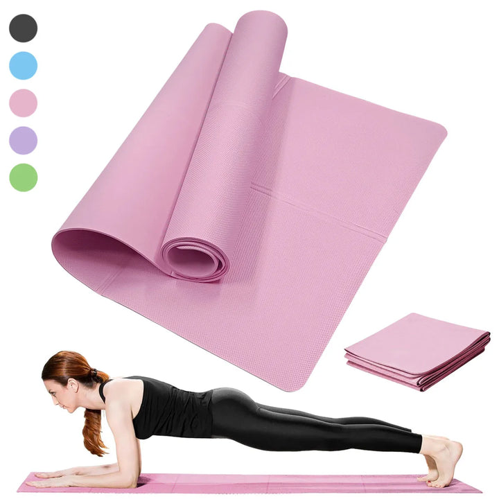 Non-Slip Yoga & Fitness Mat – 3/4/6mm Thick for Home or Travel