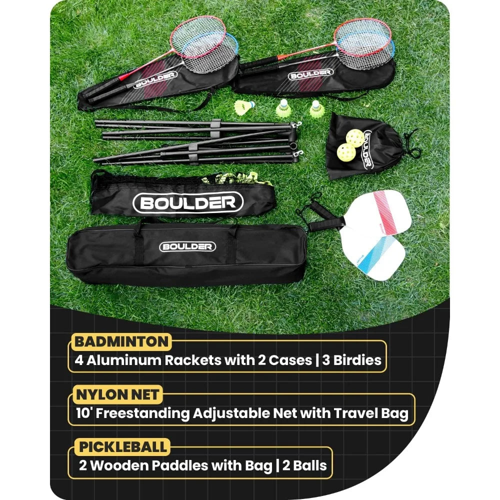 Portable Pickleball & Badminton Set