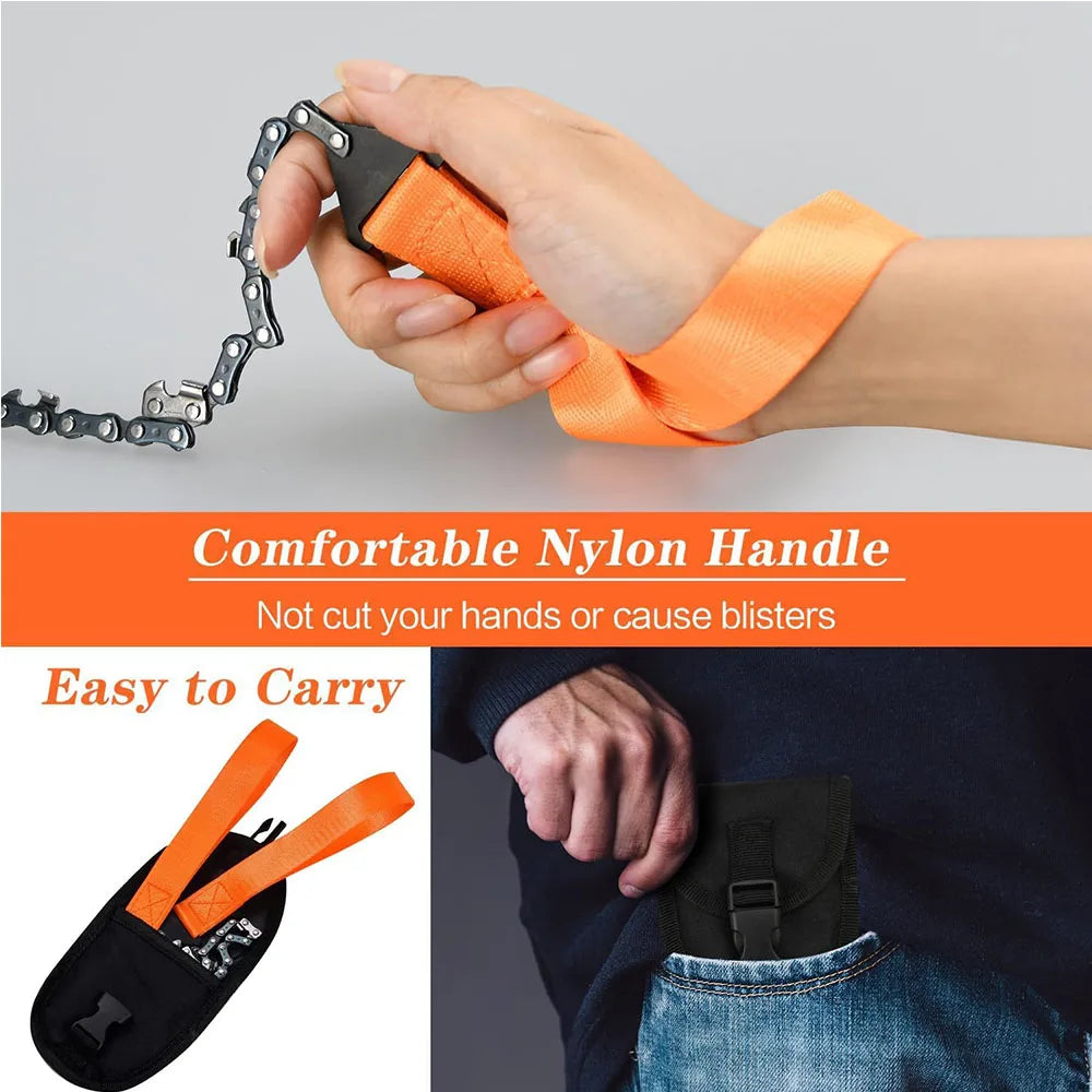 24-Inch Pocket Chain Saw – Portable Hand Saw for Camping, Survival, Hunting & Tree Cutting