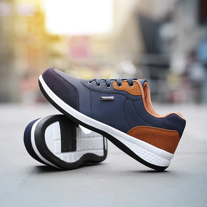 YRZL Men’s Waterproof Leather Sneakers – Non-Slip Walking Shoes