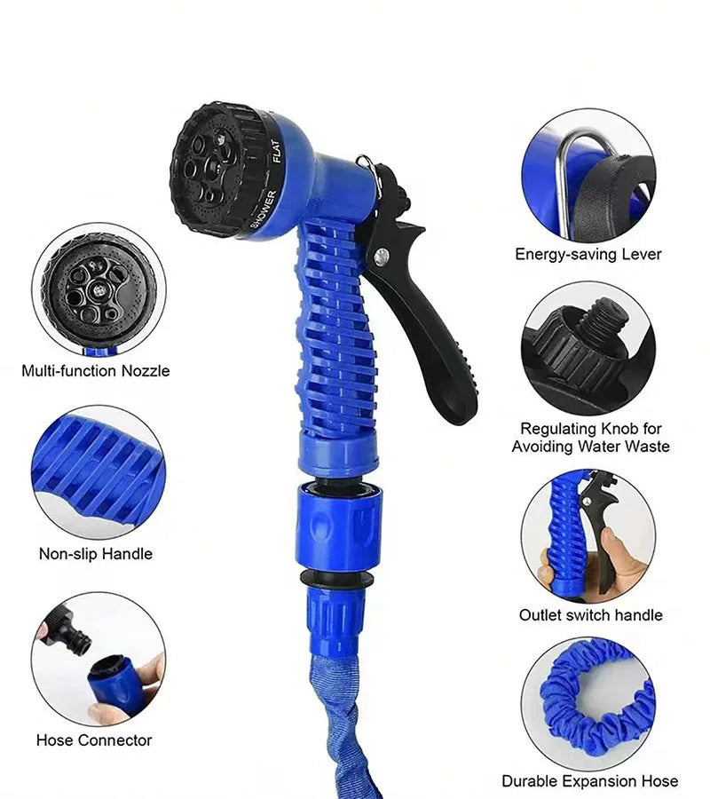 7-Function Water Spray Gun with Expandable Hose