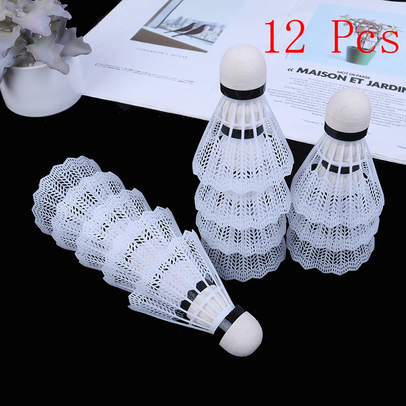 12-Pack White Plastic Badminton Shuttlecocks