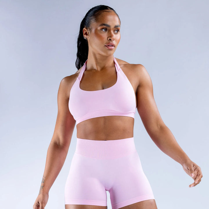 2-Piece Seamless Women’s Yoga Set – Halter Bra & Workout Shorts