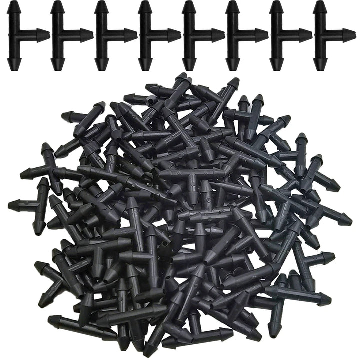 Oasis 50PCS 3-Way Tee Connectors – Barbed Couplings for 3/5mm Tubing, Micro Drip Irrigation Systems