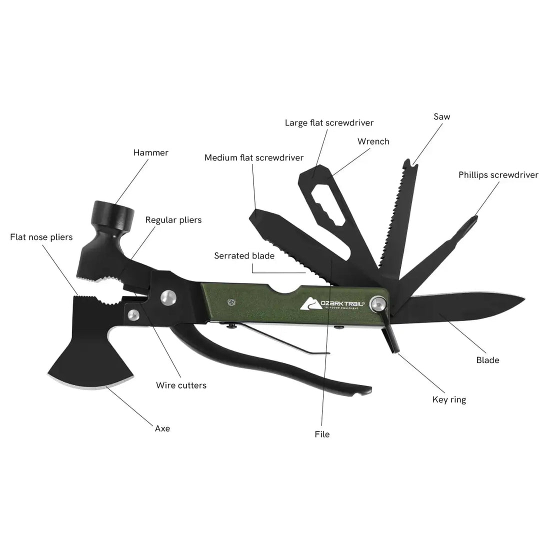 Ozark Trail 19-in-1 Survival Tool with Aluminum Handle – 6.3"