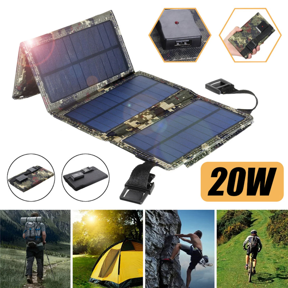 20W Portable Solar Panel Charger
