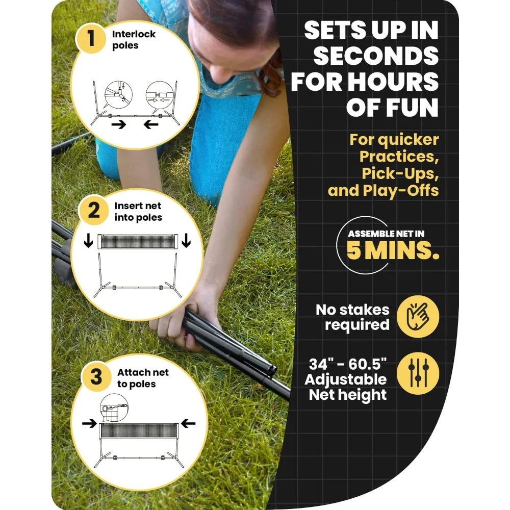 Portable Pickleball & Badminton Set