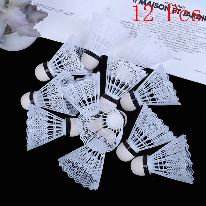 12-Pack White Plastic Badminton Shuttlecocks