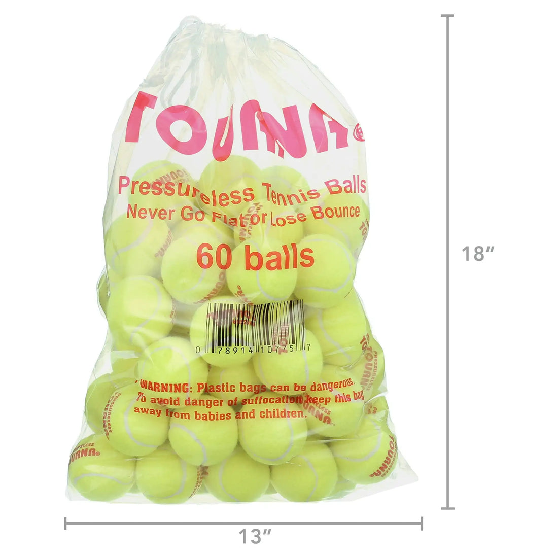 Tourna Pressureless Tennis Balls – Pack of 60