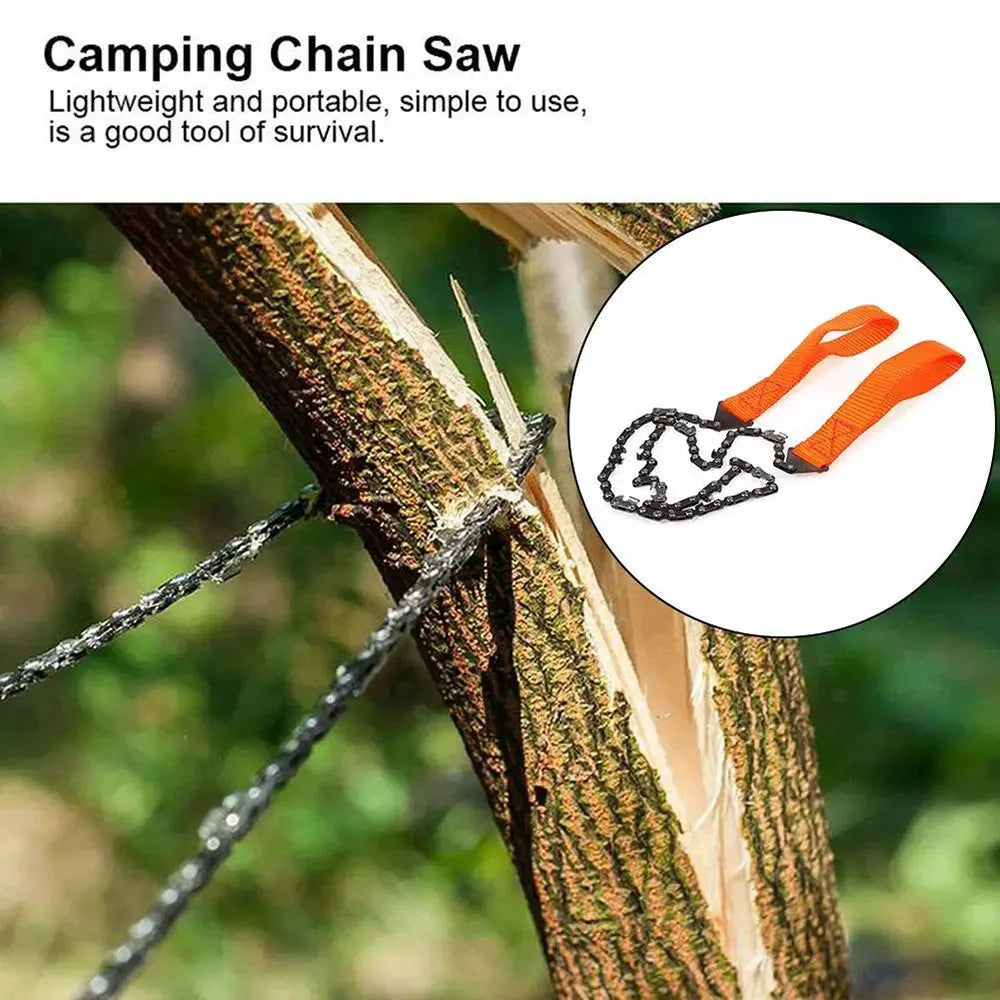 24-Inch Pocket Chain Saw – Portable Hand Saw for Camping, Survival, Hunting & Tree Cutting