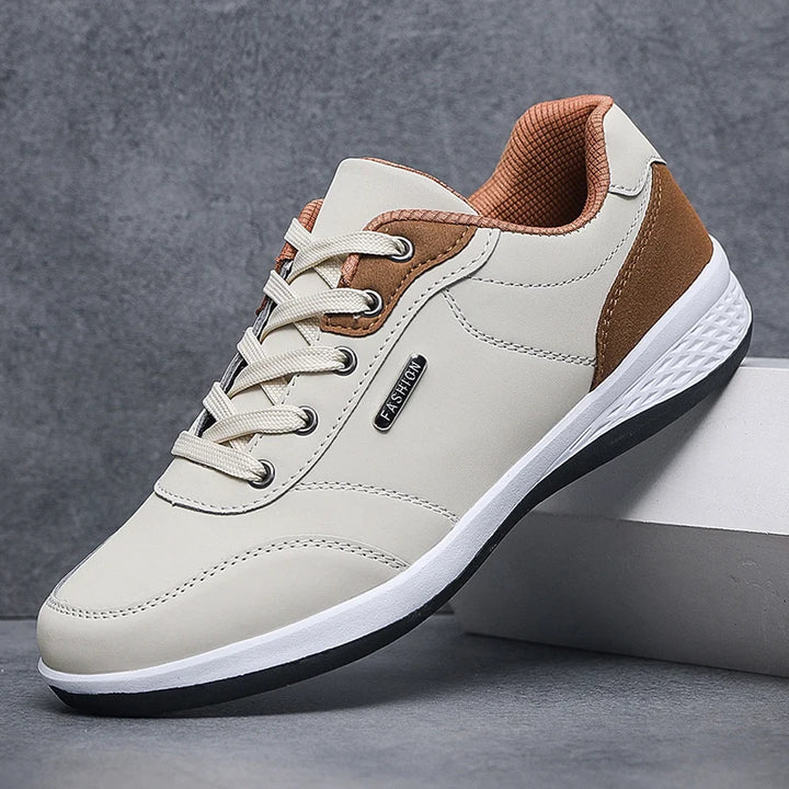 YRZL Men’s Waterproof Leather Sneakers – Non-Slip Walking Shoes