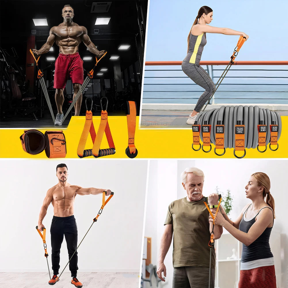 Resistance Bands Set – Exercise Bands with Handles for Home Workouts