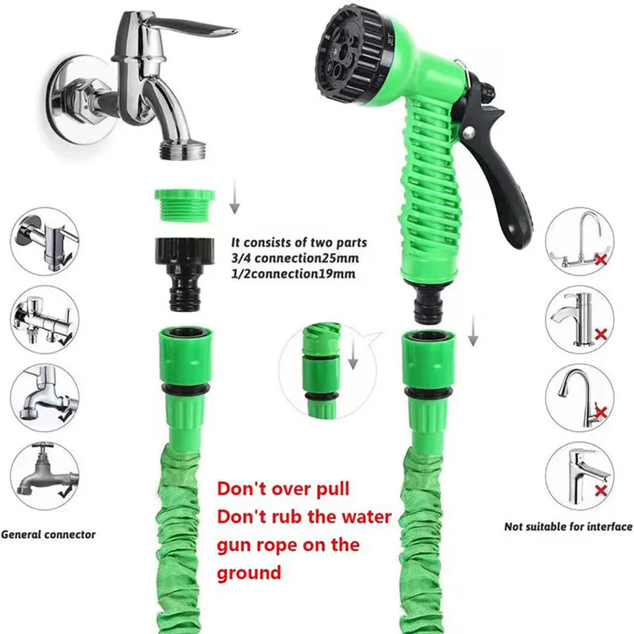 7-Function Water Spray Gun with Expandable Hose